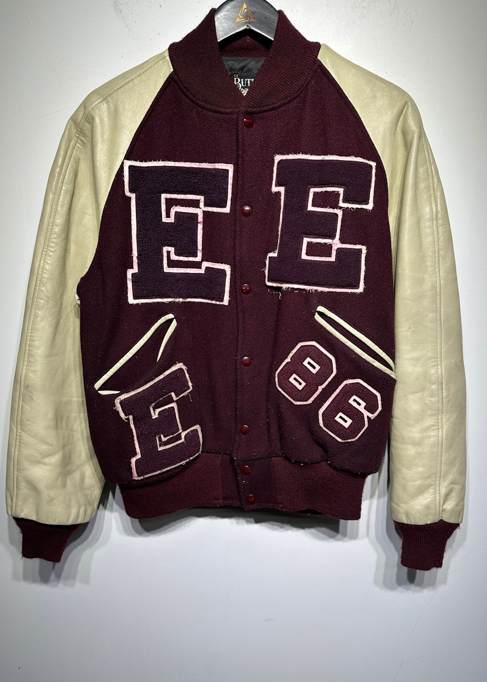 Butwin EE Varsity Red Tan Varsity Jacket L AS IS