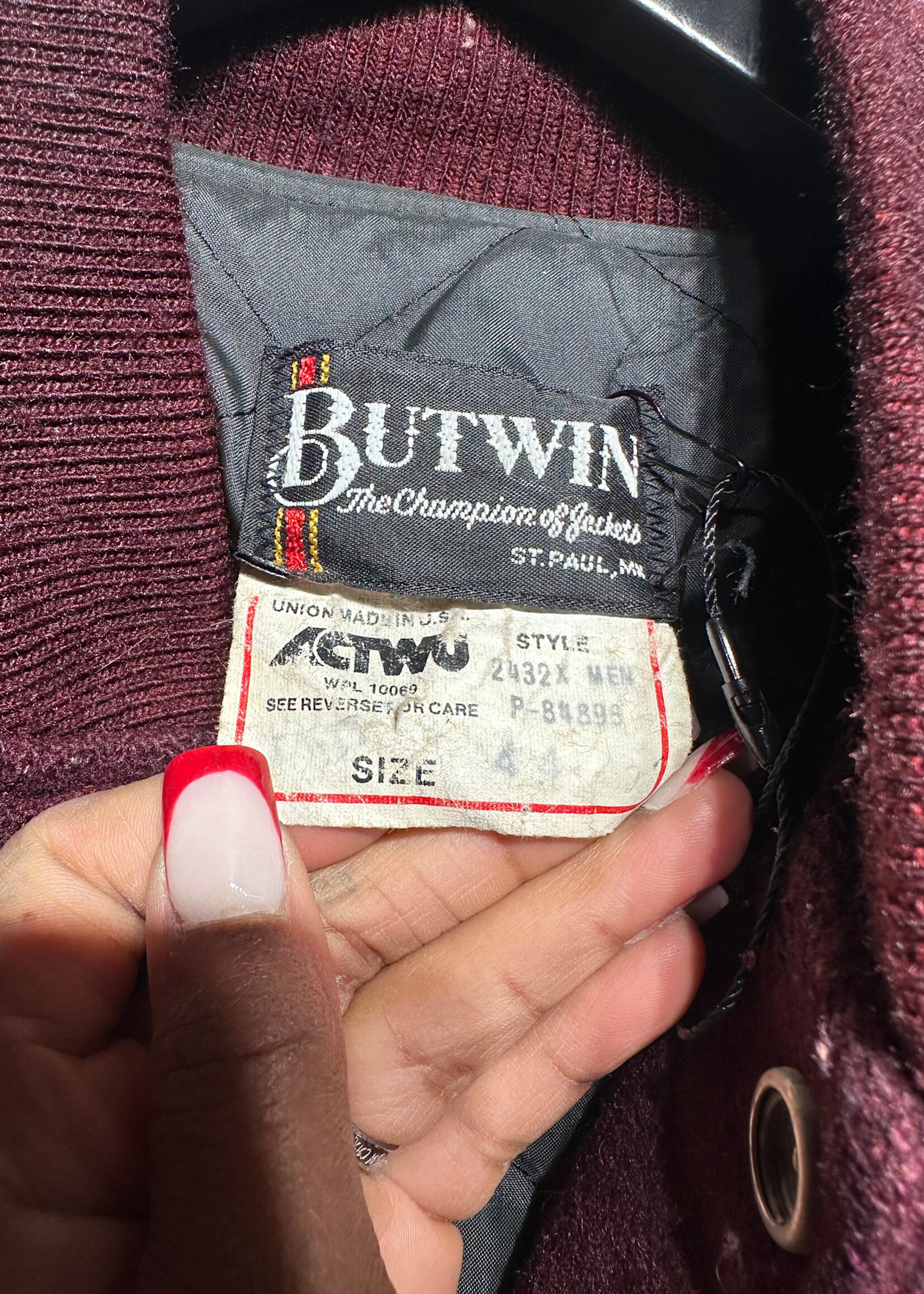 Butwin EE Varsity Red Tan Varsity Jacket L AS IS