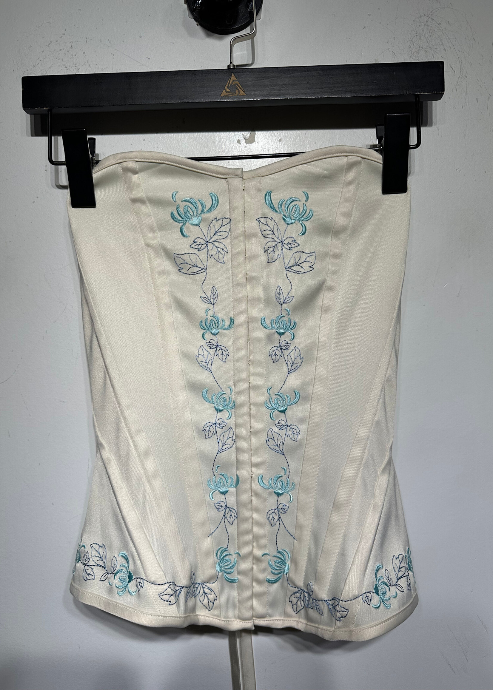 Charlotte Russe Vintage Crème Blue Floral Corset M