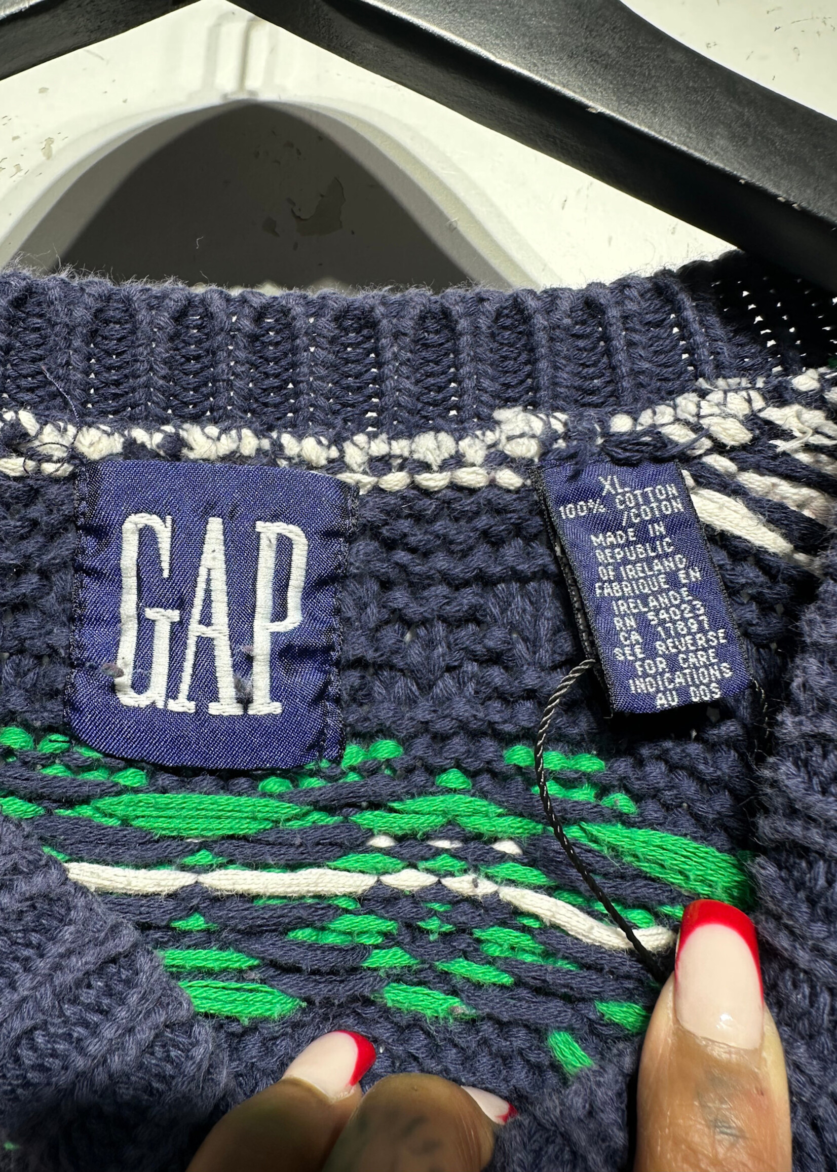 GAP Vintage Blue Green Thick Knit Sweater XL