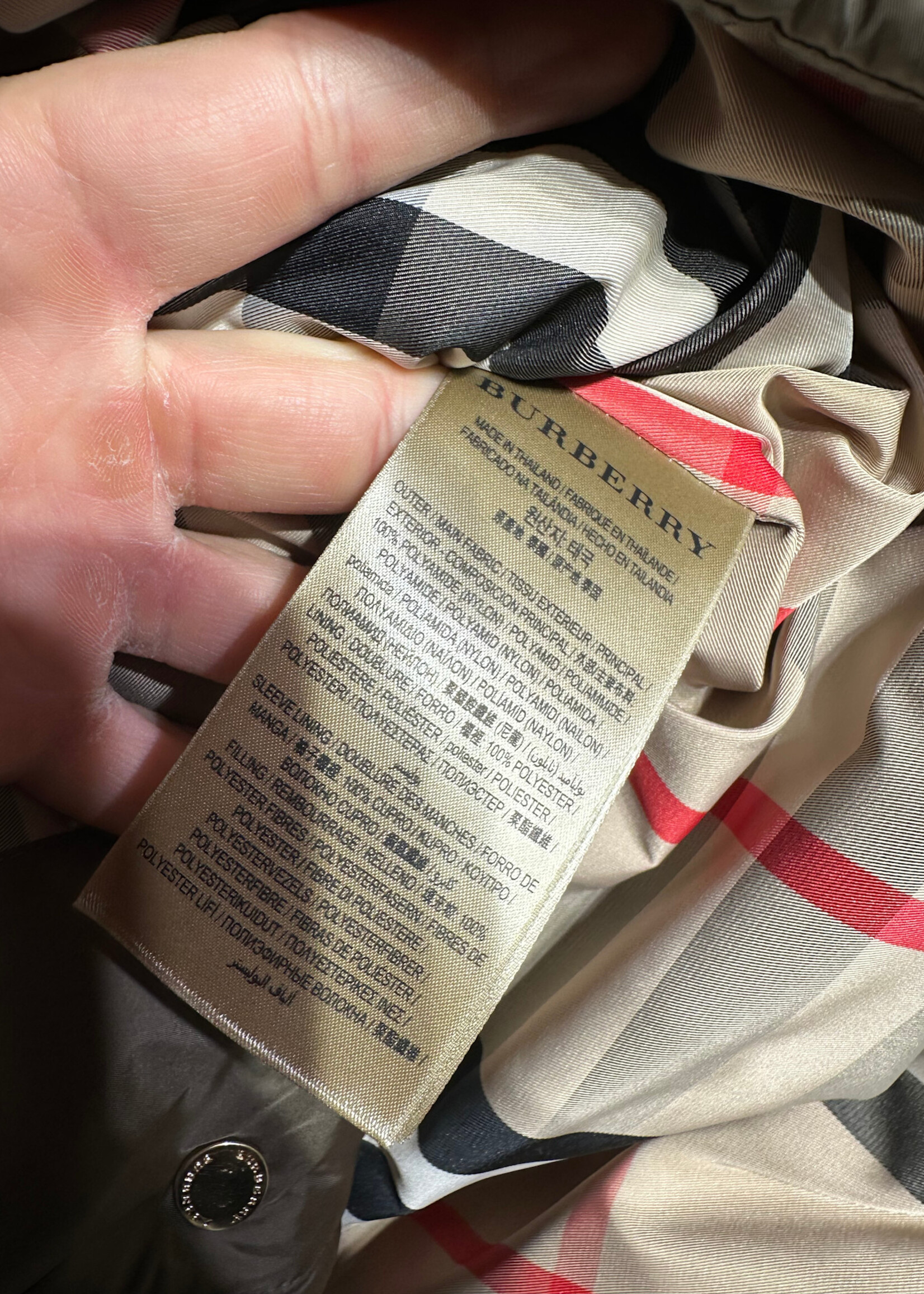 Burberry Brown Plaid Lined Puffer Coat Fem XS