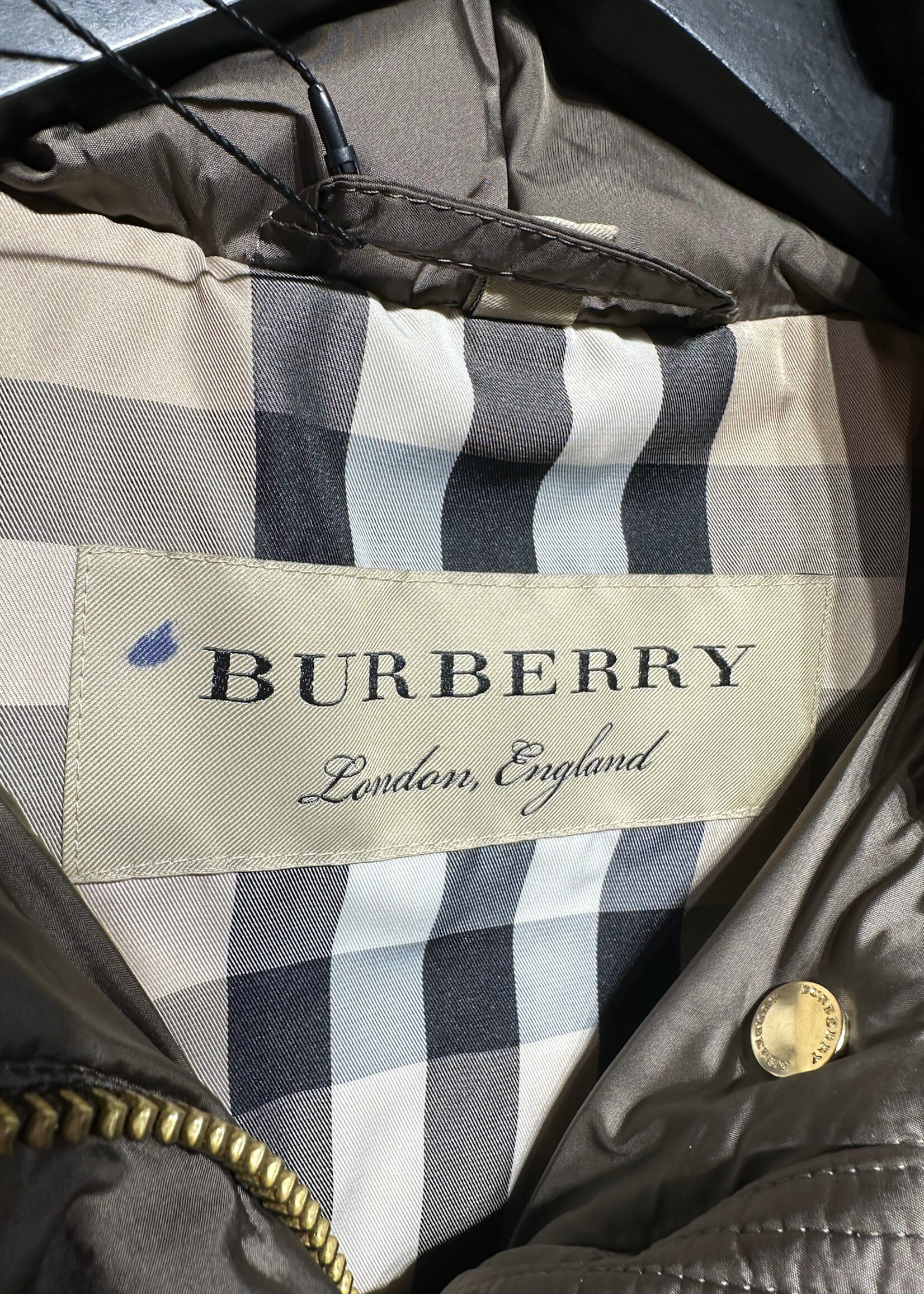 Burberry Brown Plaid Lined Puffer Coat Fem XS
