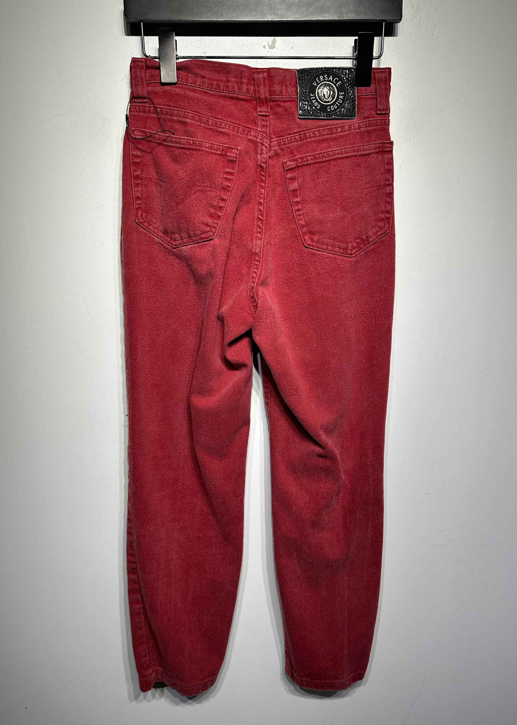 Versace Couture Red Tapered Denim Fem 25"