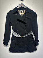 Burberry Black Plaid Lined Coat Fem XS