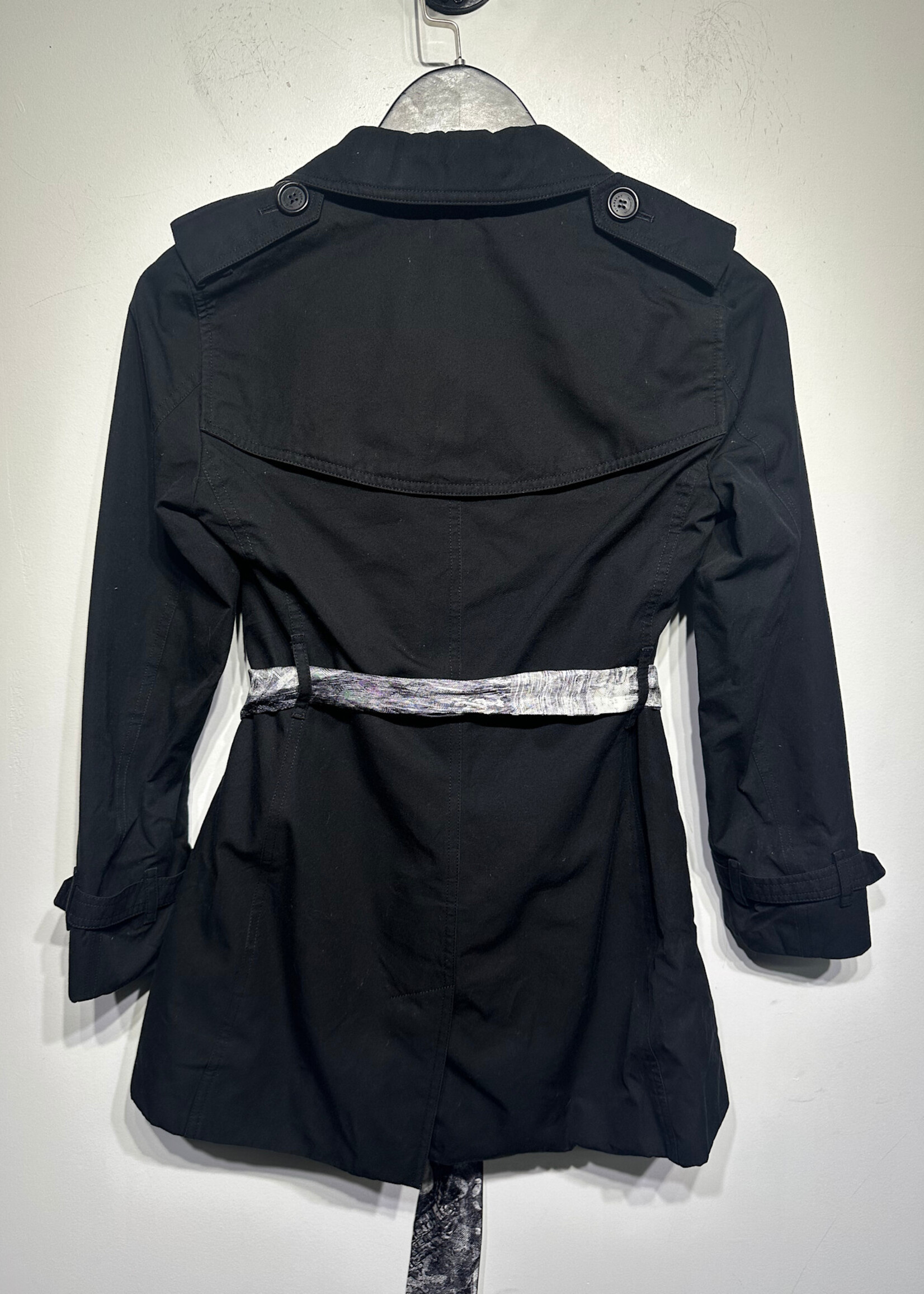 Burberry Black Plaid Lined Coat Fem XS