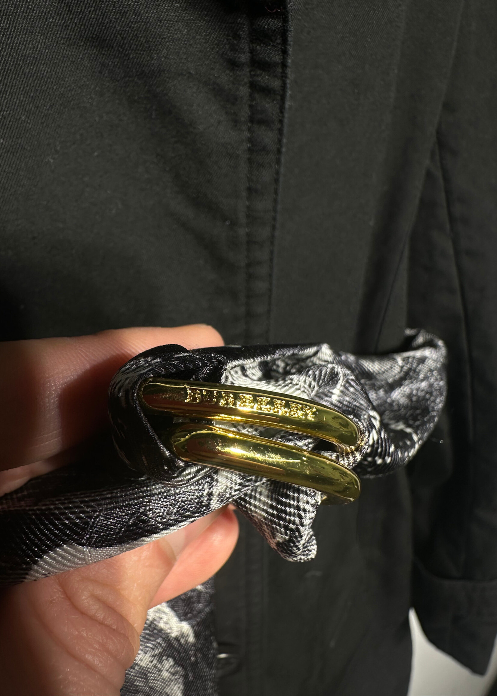 Burberry Black Plaid Lined Coat Fem XS