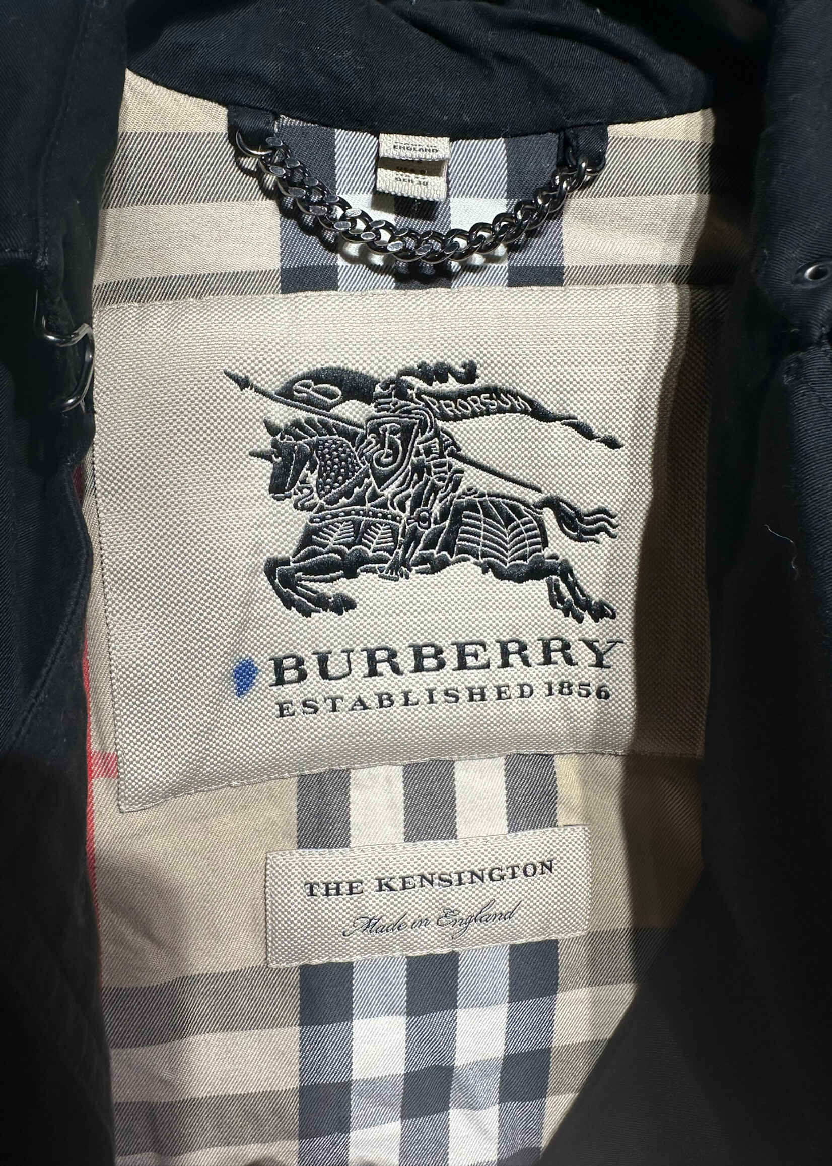 Burberry Black Plaid Lined Coat Fem XS