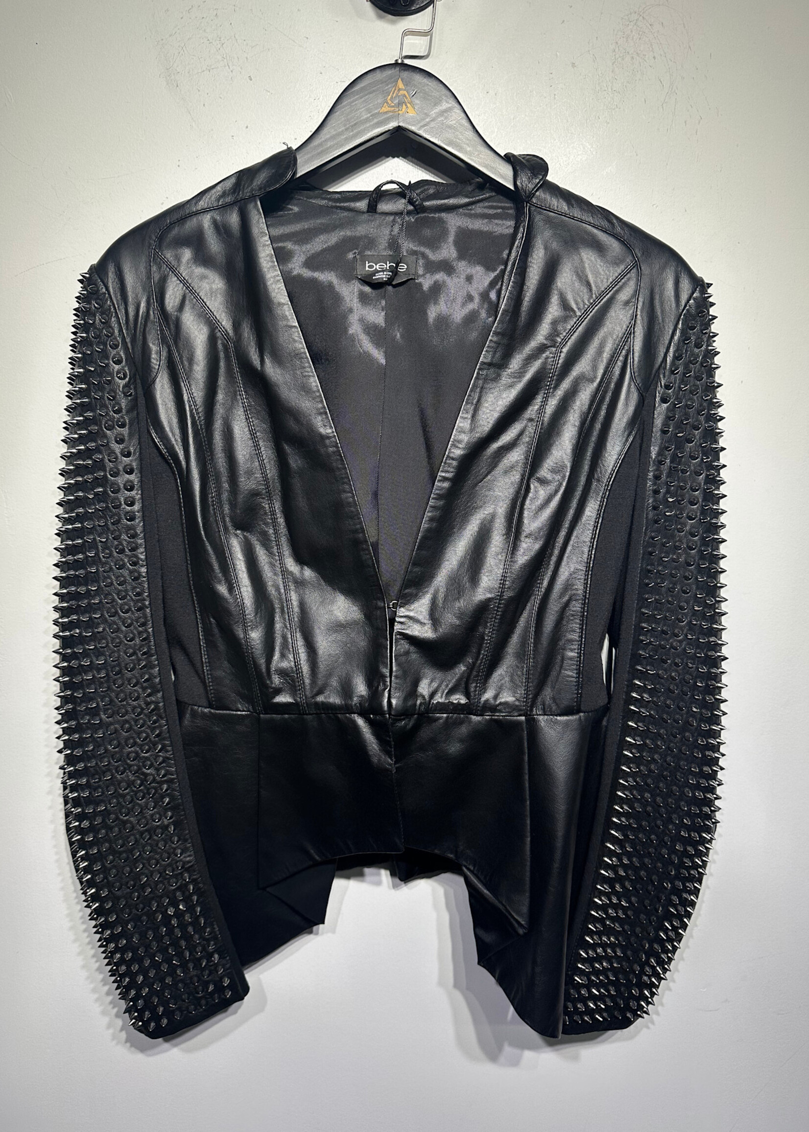 BEBE SPIKED LEATHER JACKET M
