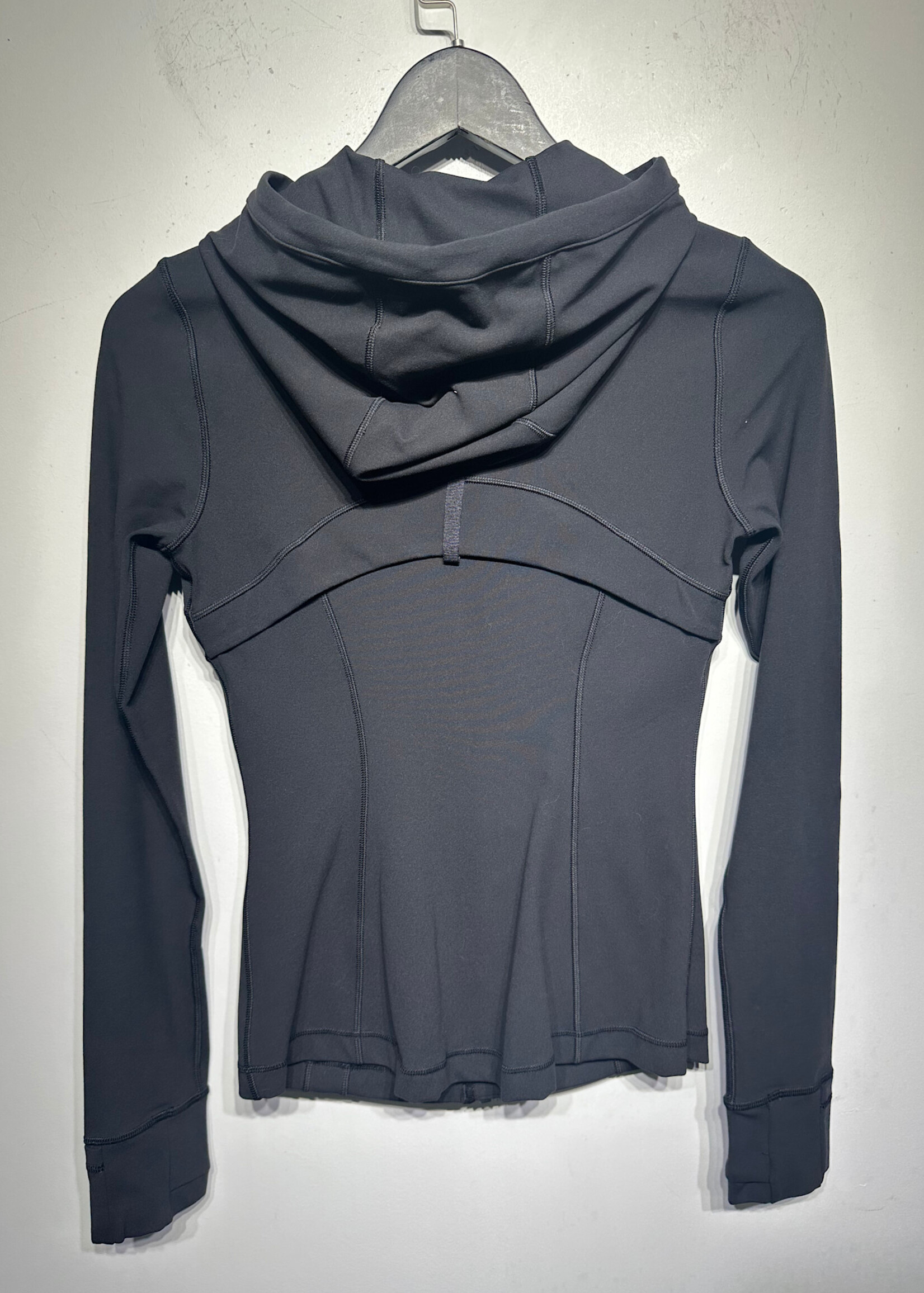 Lululemon All Black Hooded Workout Zip Up Fem M