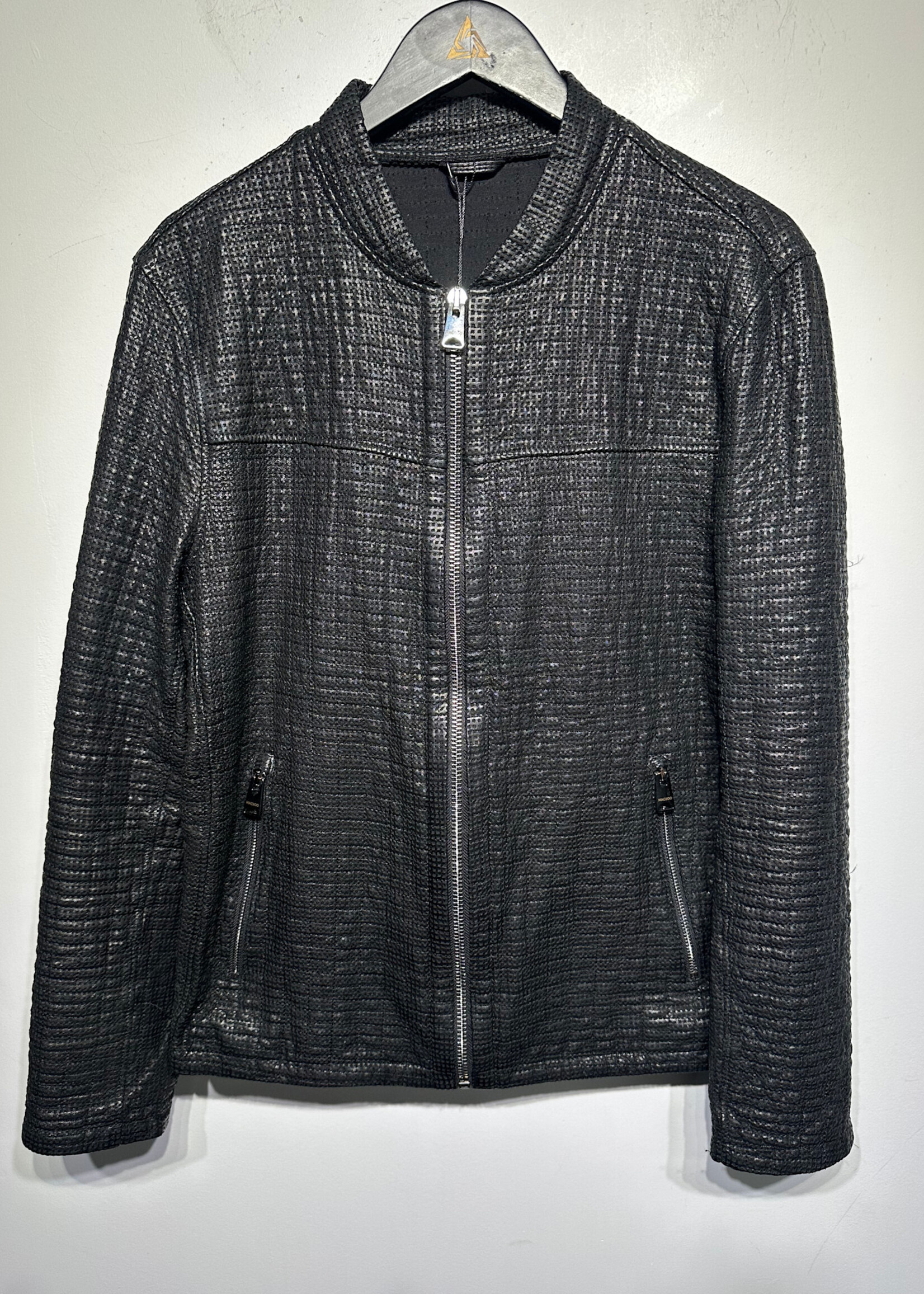 Maceoo Black Perforated Leather Jacket XL