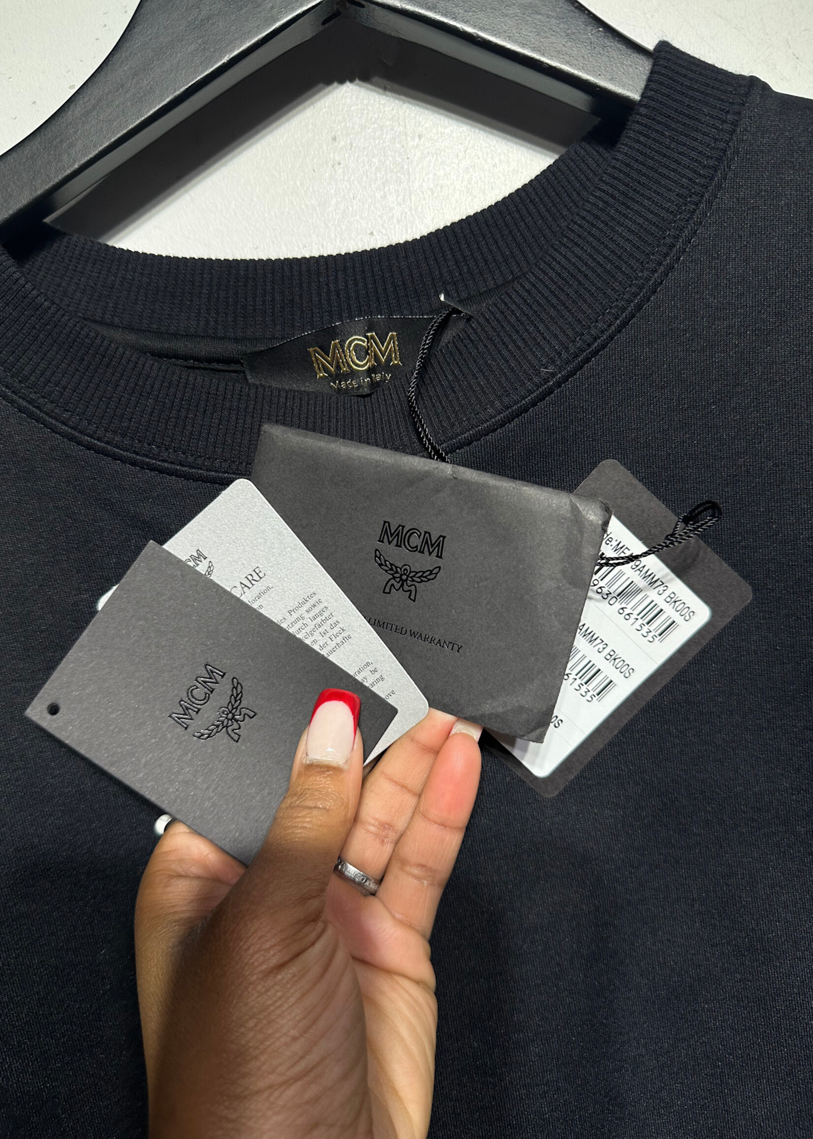NWT MCM Black Tassel Crewneck Fem M