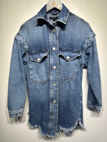 Allsaints Mid Wash Denim Overized Shirt Fem XS