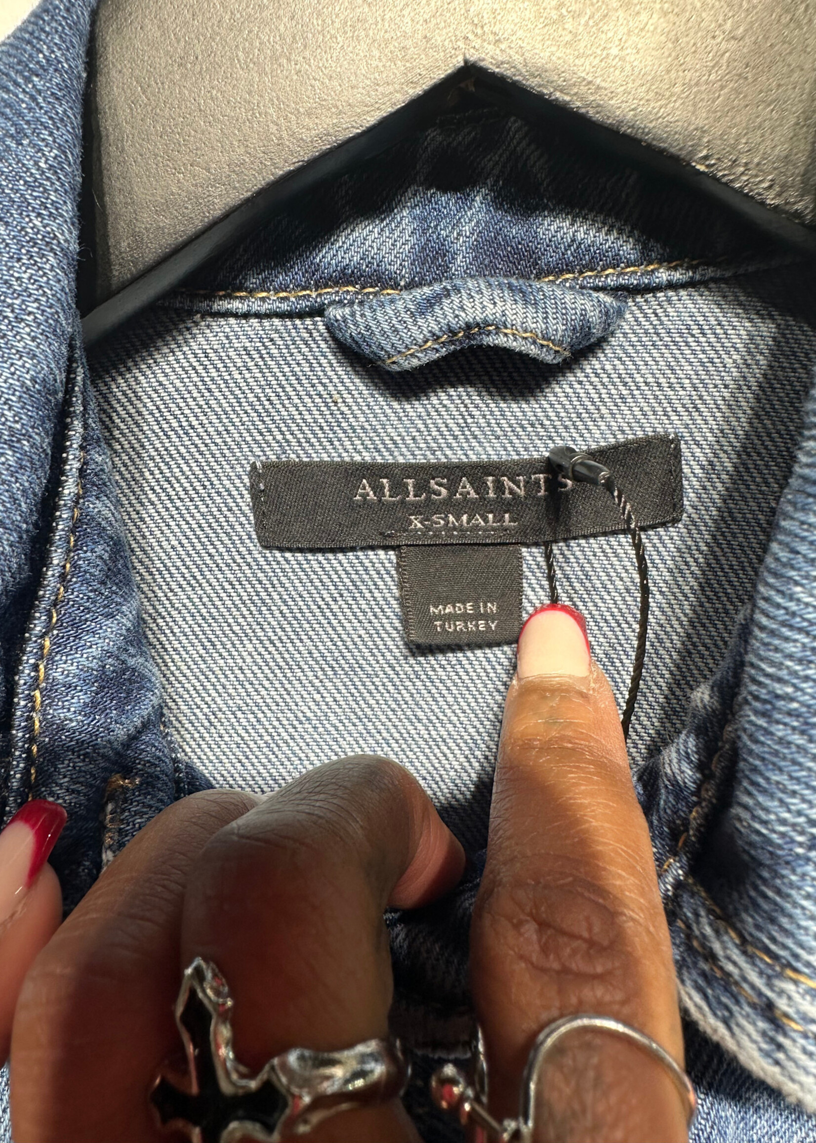 Allsaints Mid Wash Denim Overized Shirt Fem XS