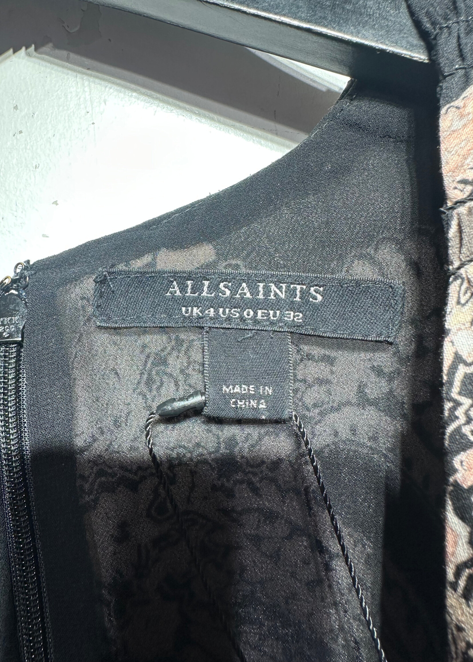 Allsaints Pink Black Paisley Dress 0/XS