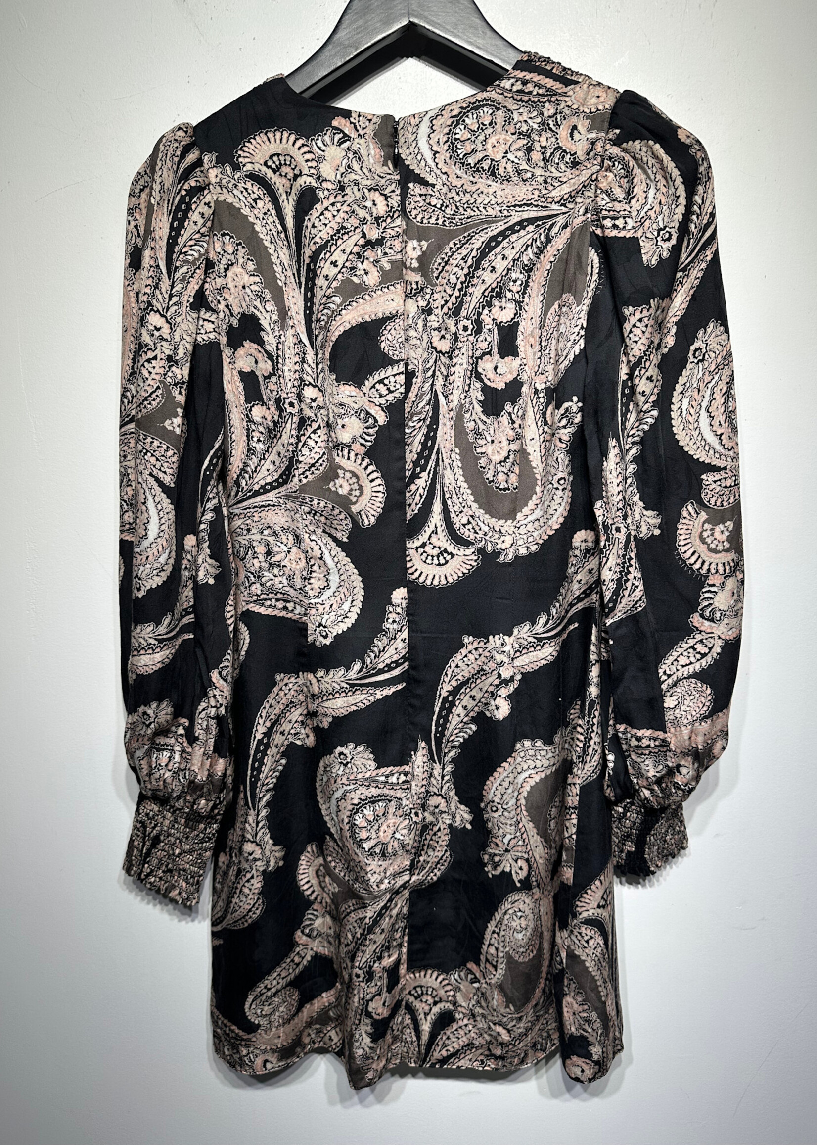 Allsaints Pink Black Paisley Dress 0/XS