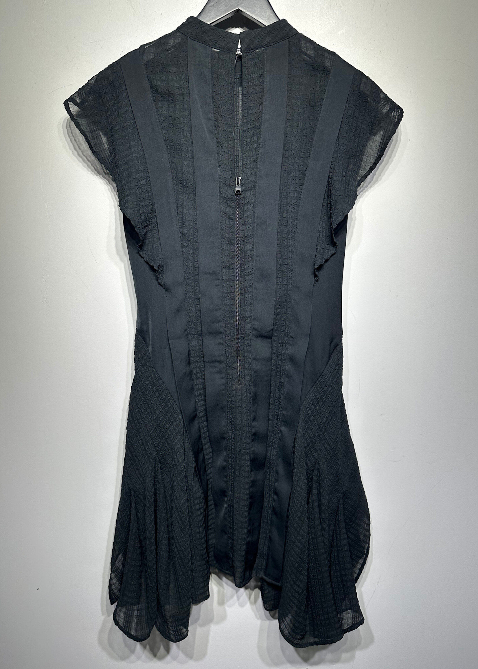 Allsaints Black Textured Ruffle Dress 0/XS