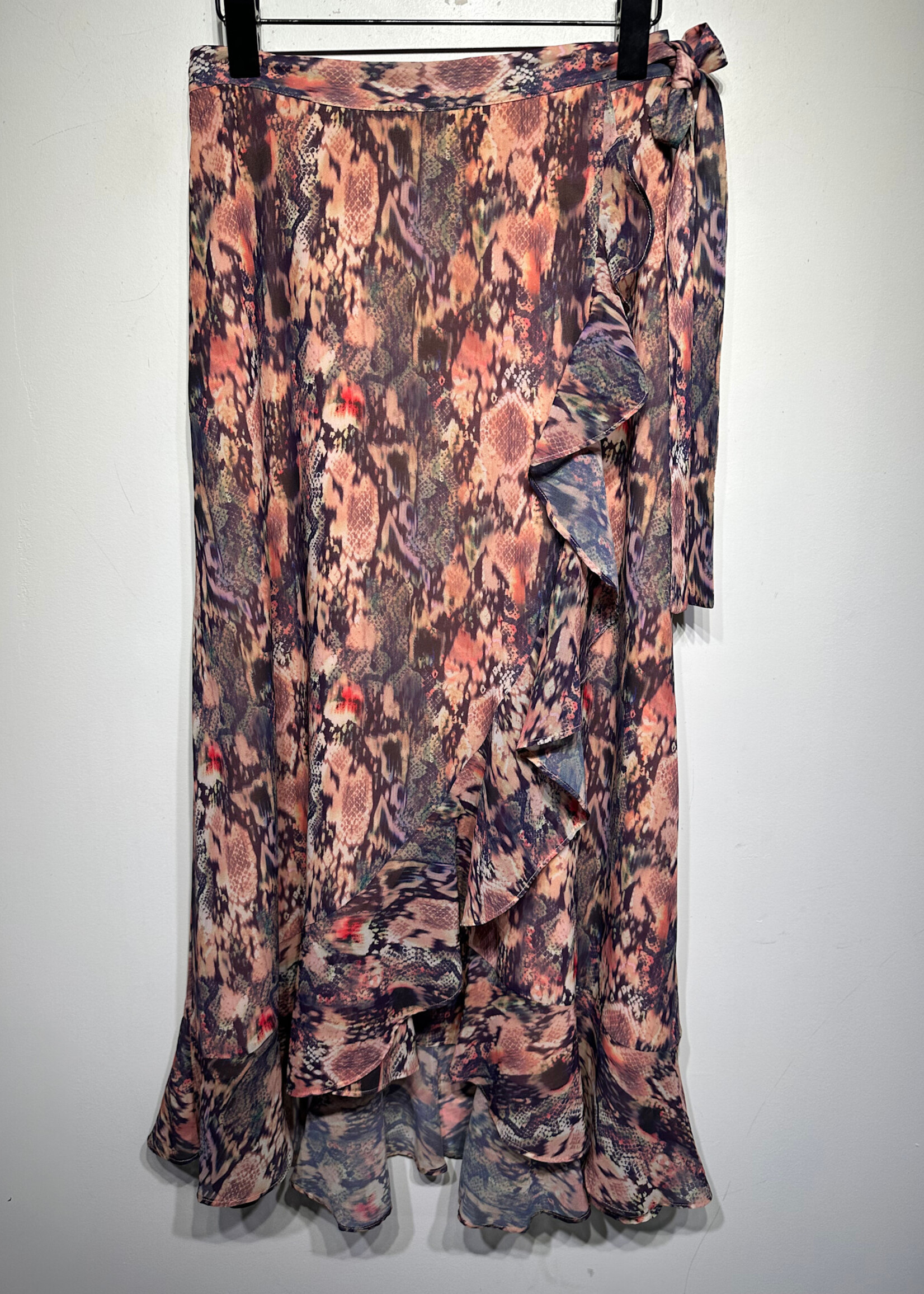 Allsaints Snake Print Silk Skirt 26