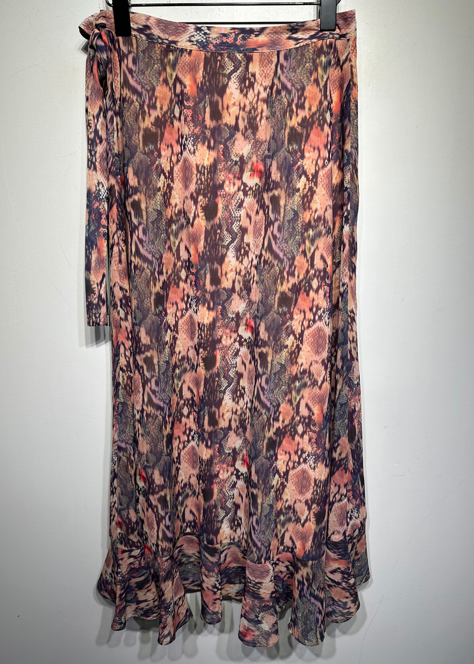 Allsaints Snake Print Silk Skirt 26