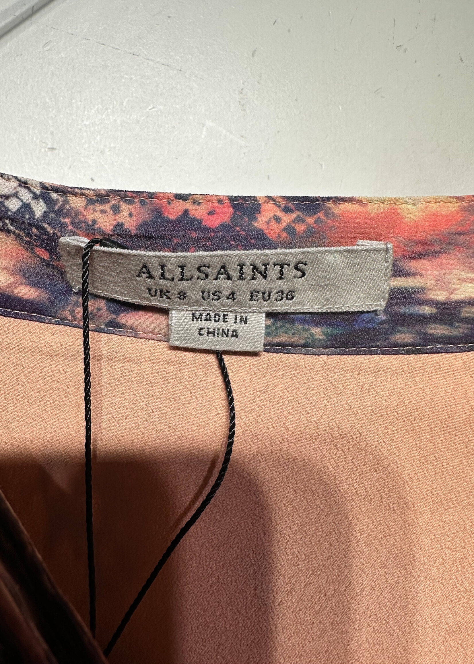 Allsaints Snake Print Silk Skirt 26