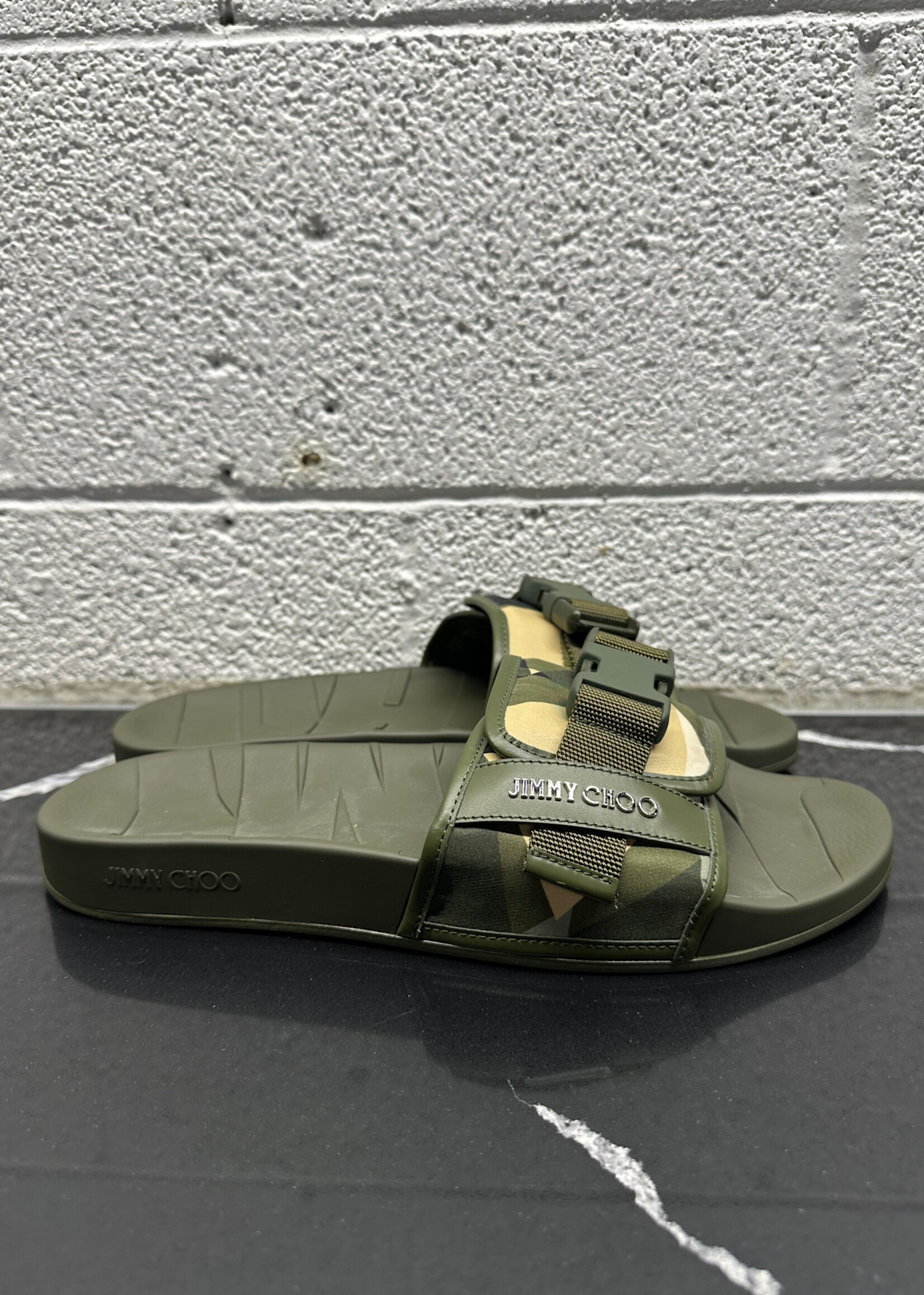 Jimmy Choo Camo Buckle Slides 10