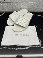 Jimmy Choo Star Embossed White Slides Masc 8