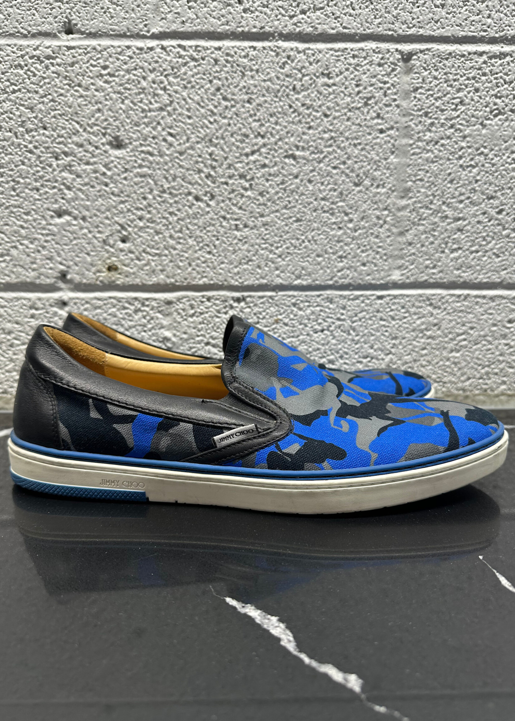 Jimmy Choo Woman Blue Camo Print Slip On 10