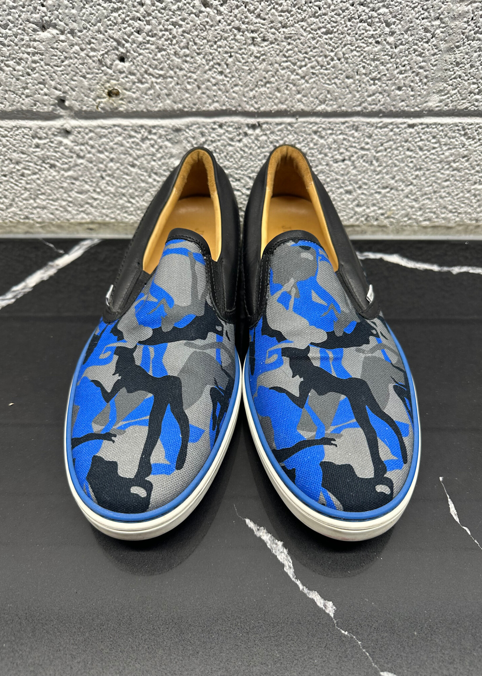 Jimmy Choo Woman Blue Camo Print Slip On 10
