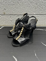 Chanel Black Bow Peep Toe 37.5/7.5
