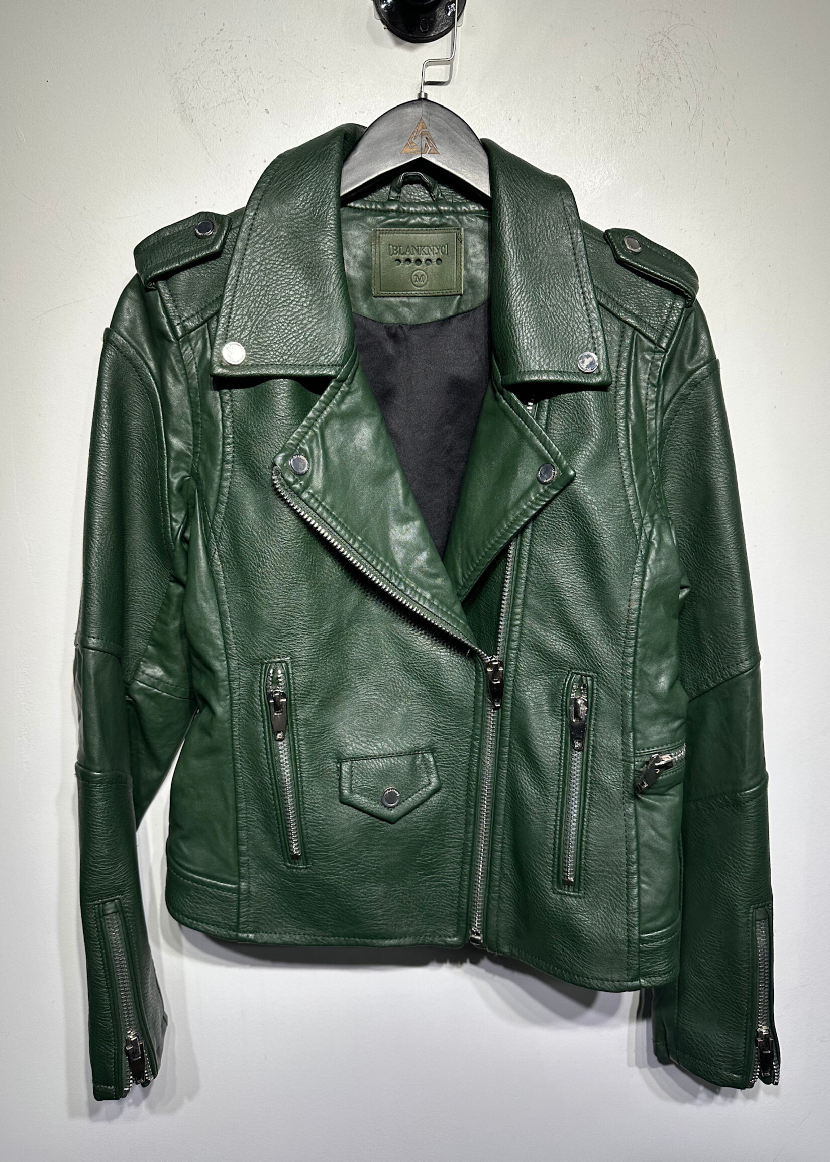 Blank NYC Green Faux Leather Jacket Fem M
