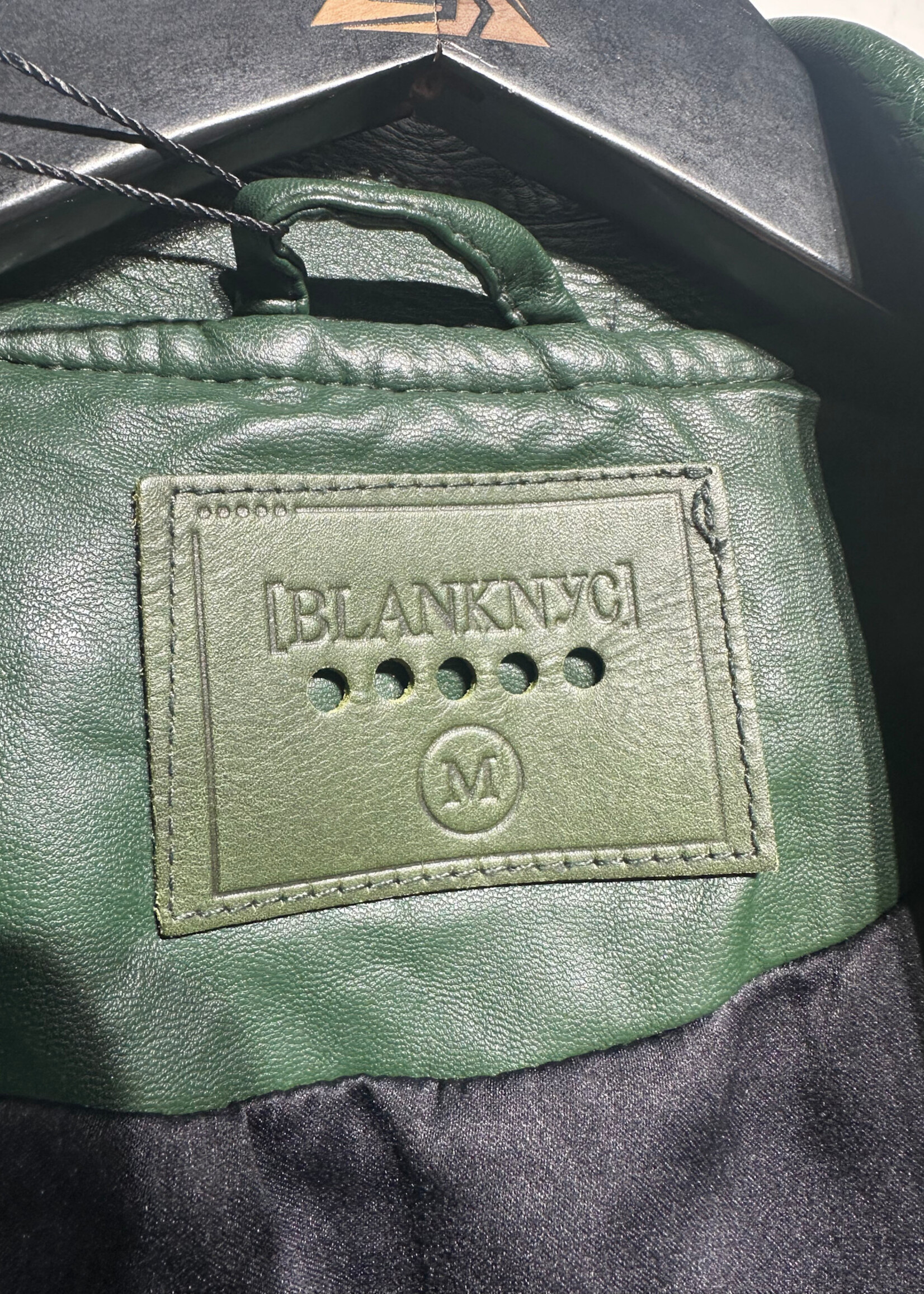 Blank NYC Green Faux Leather Jacket Fem M