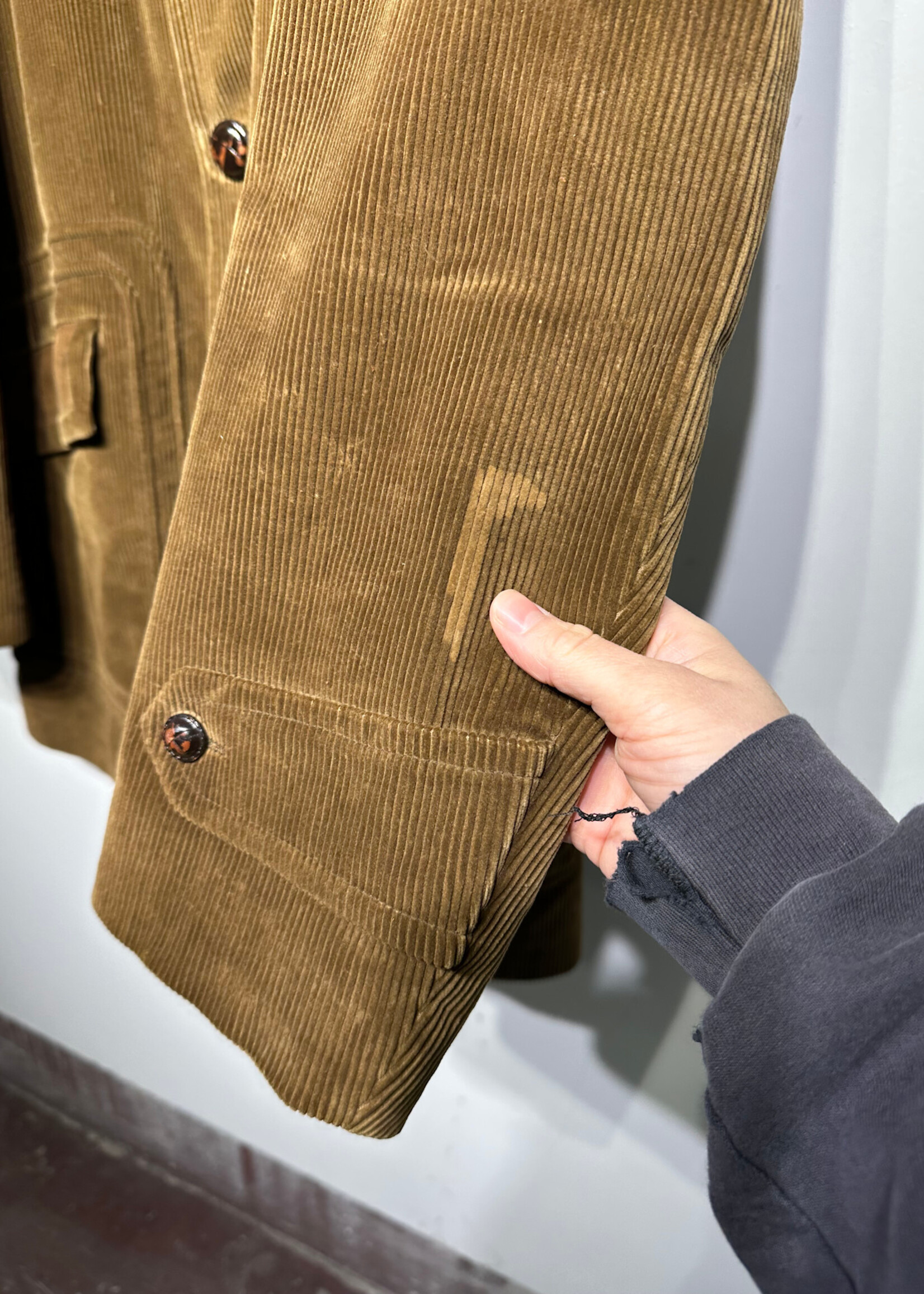 Cortefiel Corduroy Greyish Brown Jacket Fits XL As Is