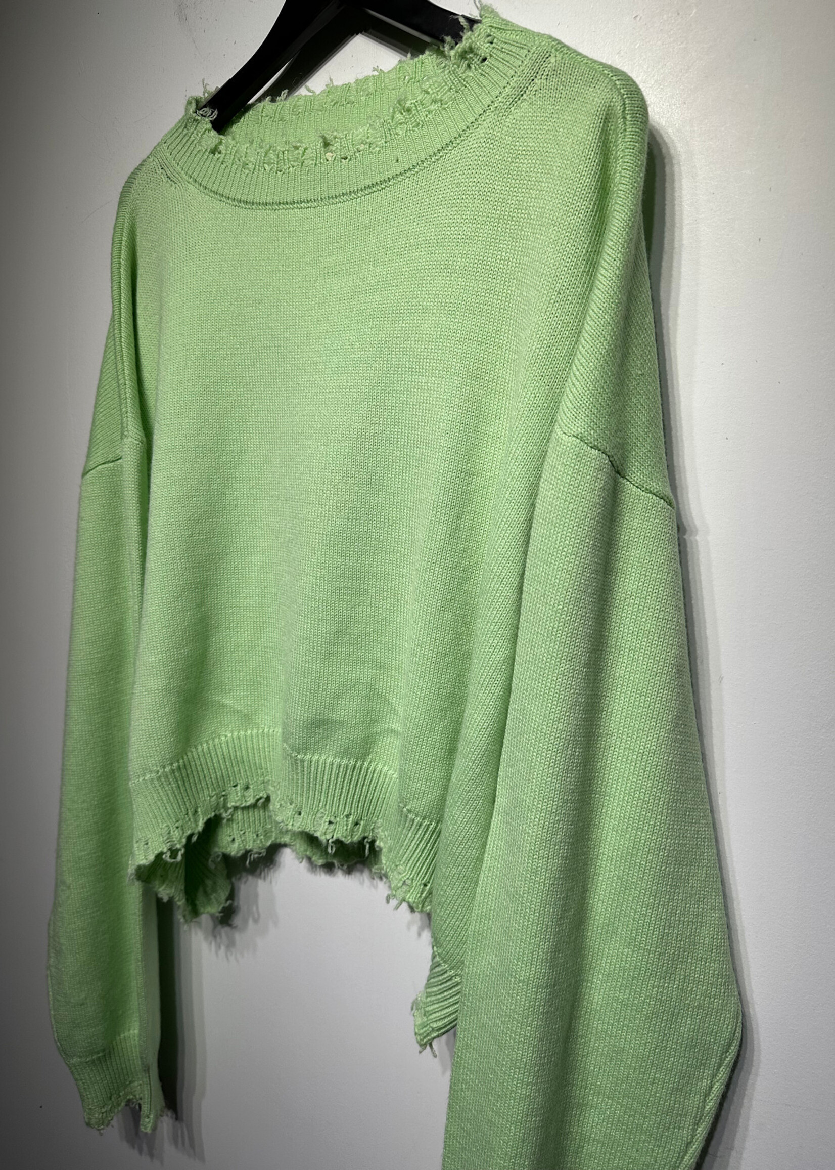 Bare Knuckles Green Distressed Sweater Masc S As Is