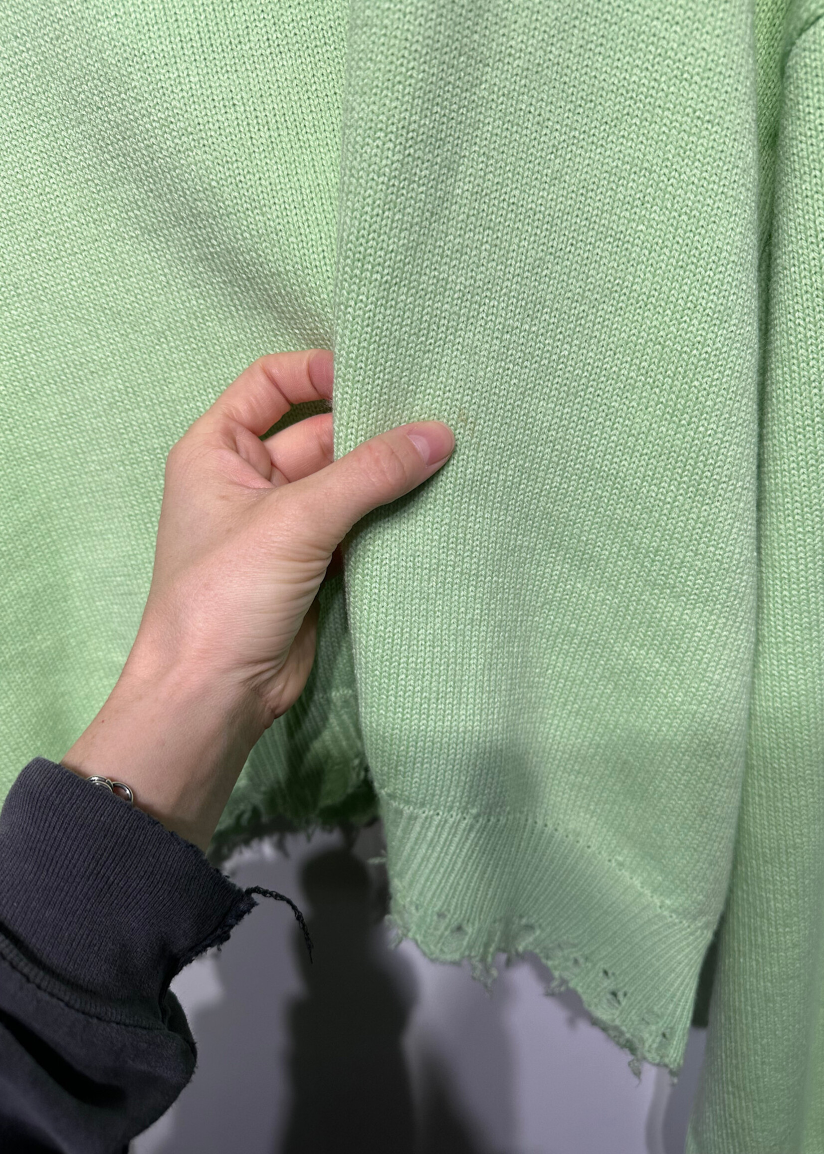 Bare Knuckles Green Distressed Sweater Masc S As Is