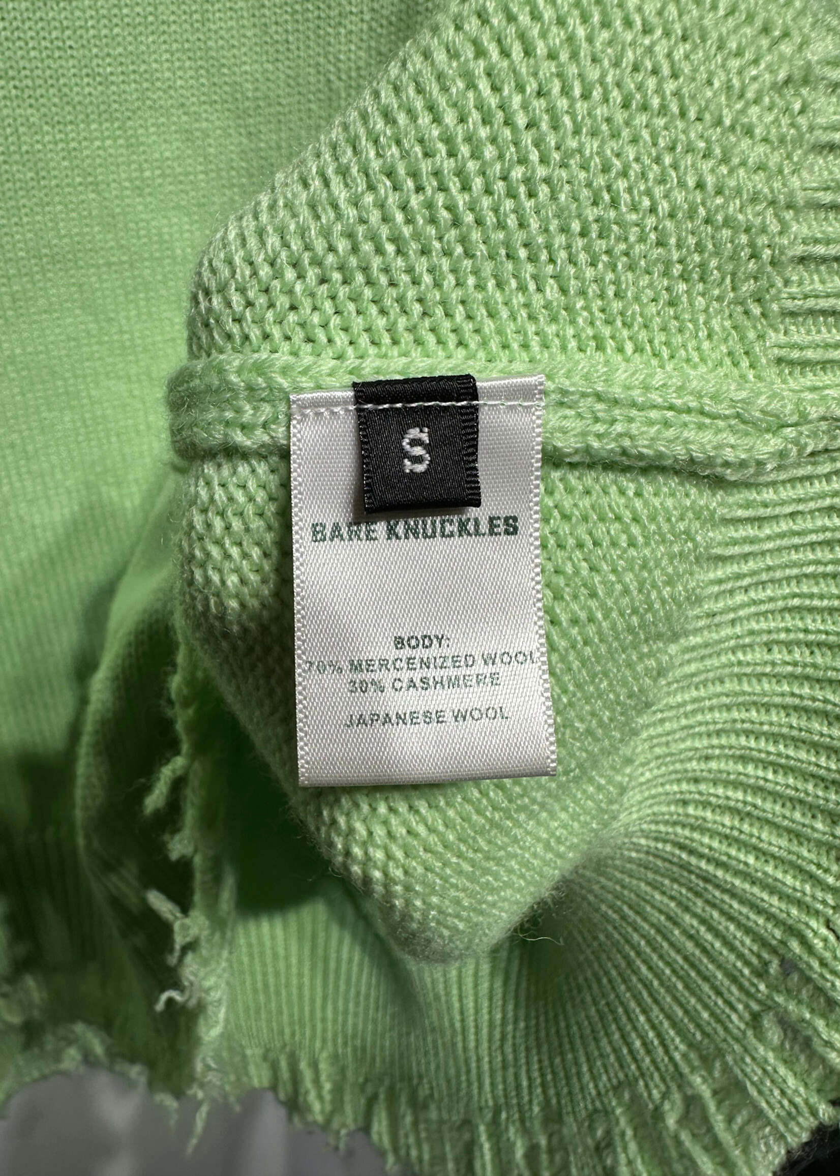 Bare Knuckles Green Distressed Sweater Masc S As Is