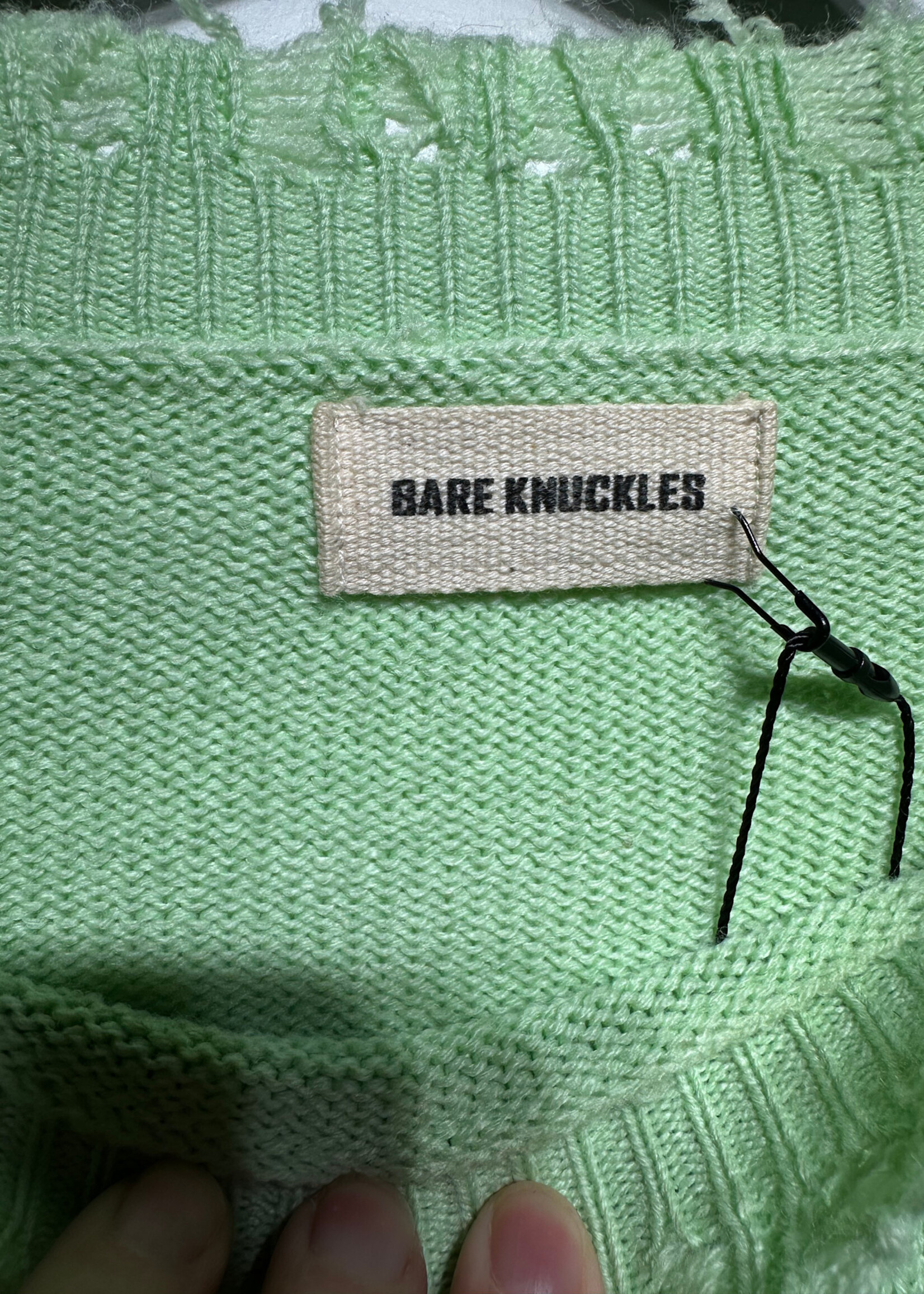 Bare Knuckles Green Distressed Sweater Masc S As Is