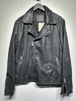 NWT Allsaints Black Leather Moto Jacket L