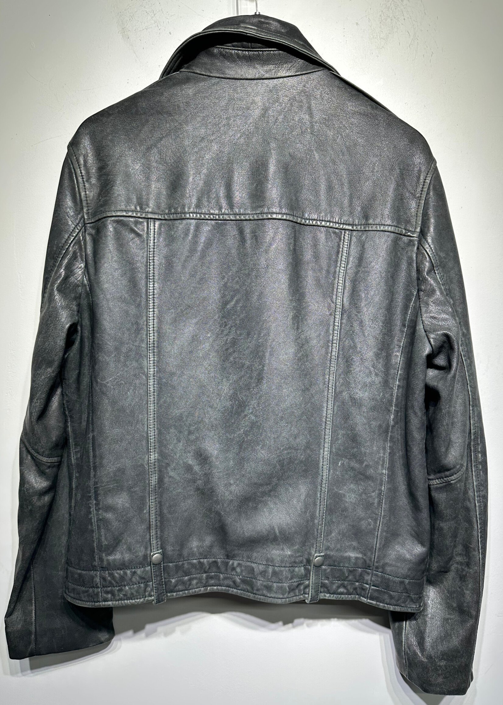 NWT Allsaints Black Leather Moto Jacket L