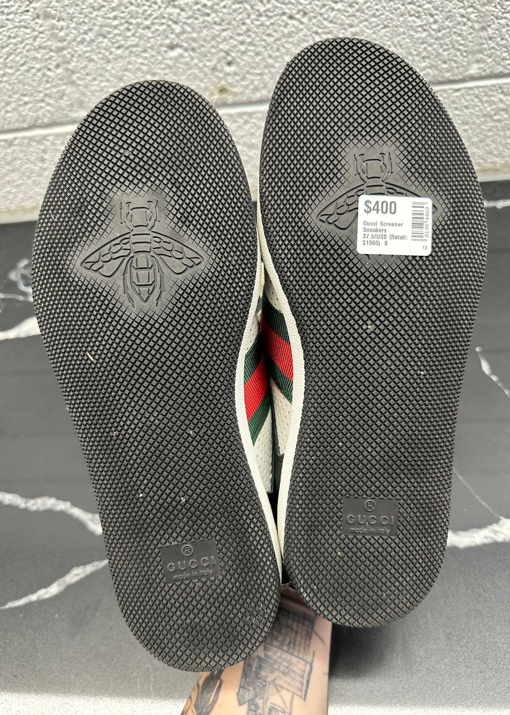 Gucci Screener Sneakers 37.5/US8 (Retail: $1060)