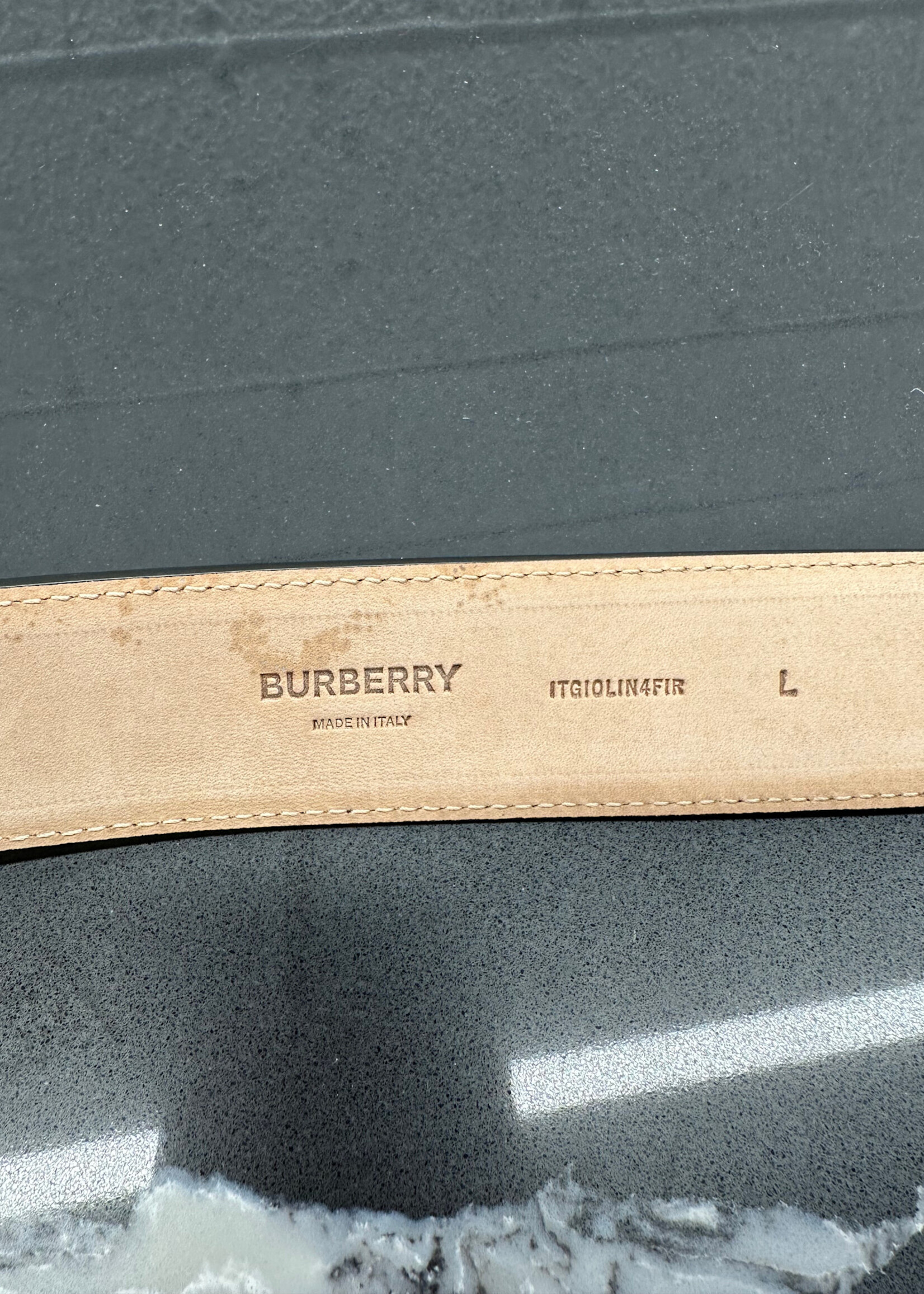 Burberry Black TB Logo Belt L (34-36")