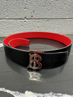 Burberry Black/Red Reversible Belt 38"