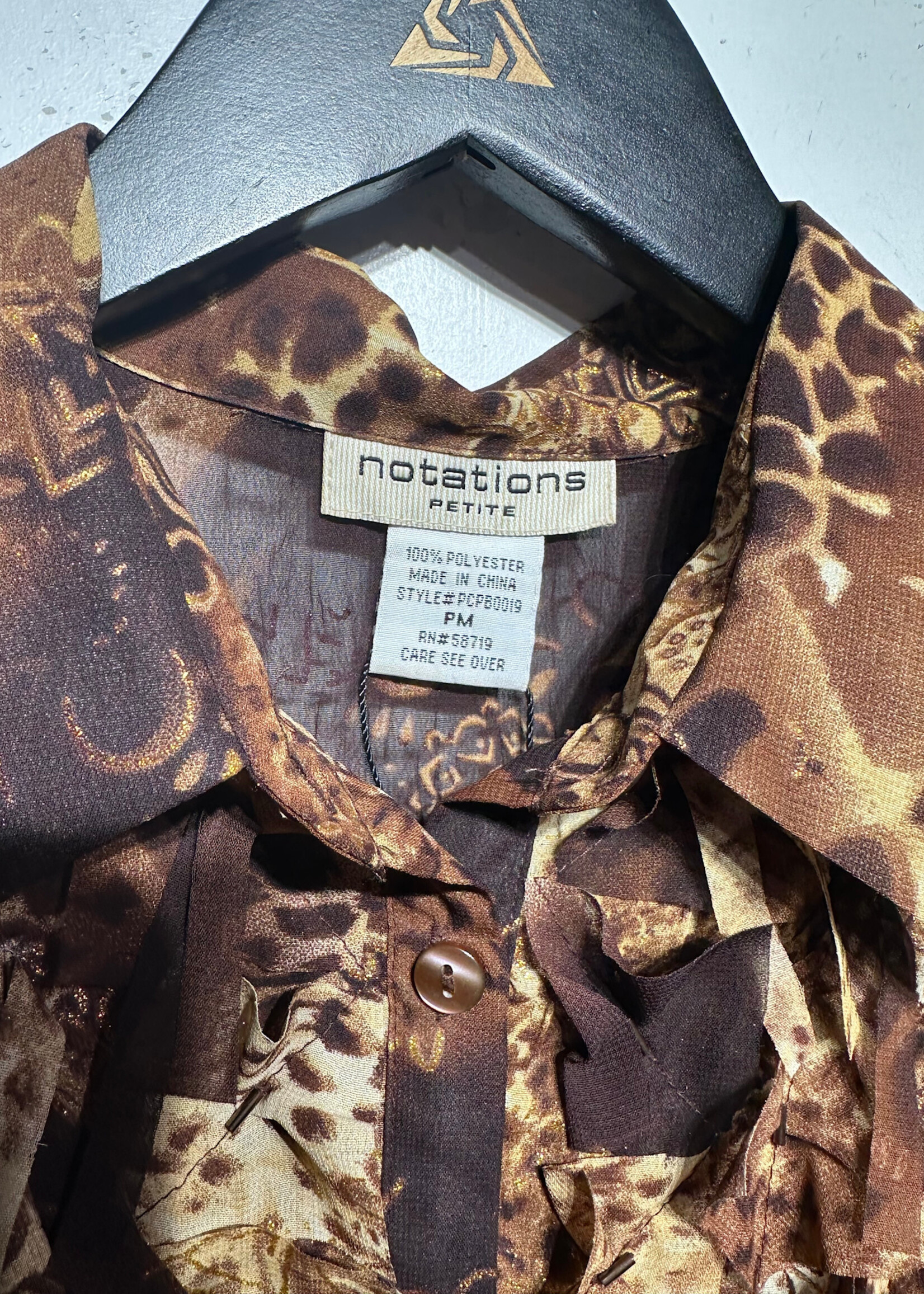 Notations Cheetah Print Front Fringe L/S B/U Fem S/M