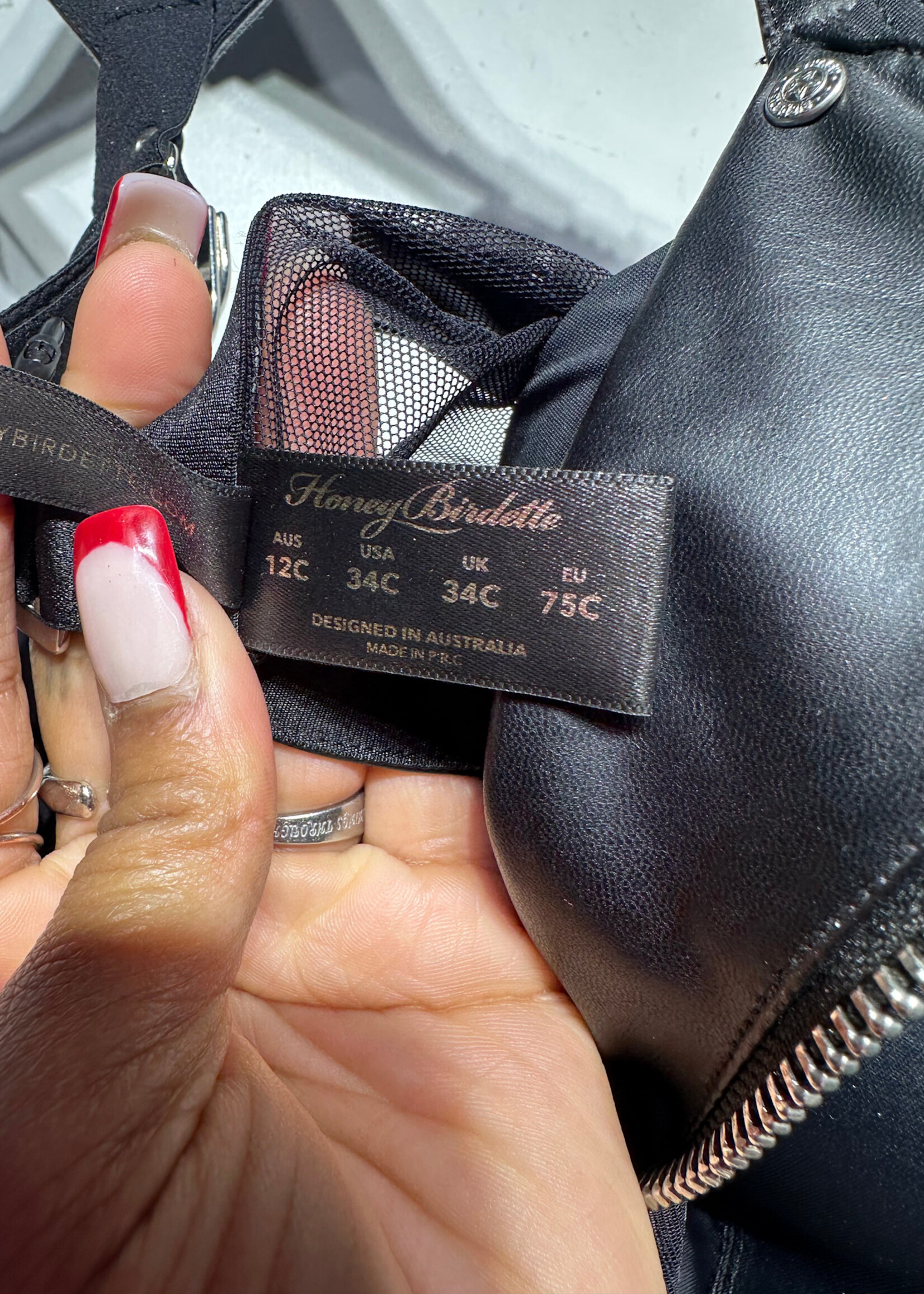 Honey Birdette Faux Leather Biker Top 34C