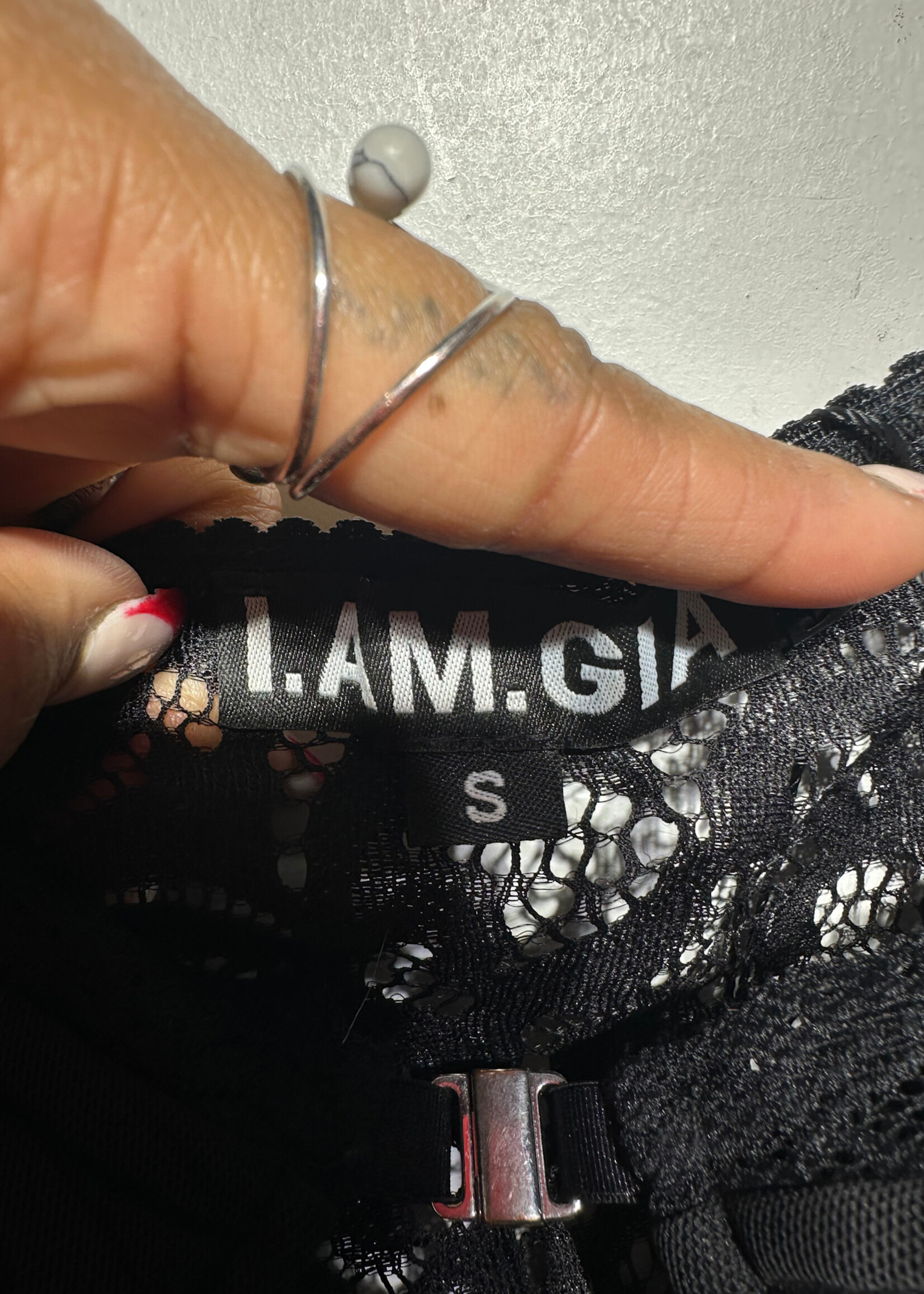 I Am  Gia Black Mesh Corset Tank S