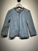 Dana Buchman Fringe Denim Blazer Fem M