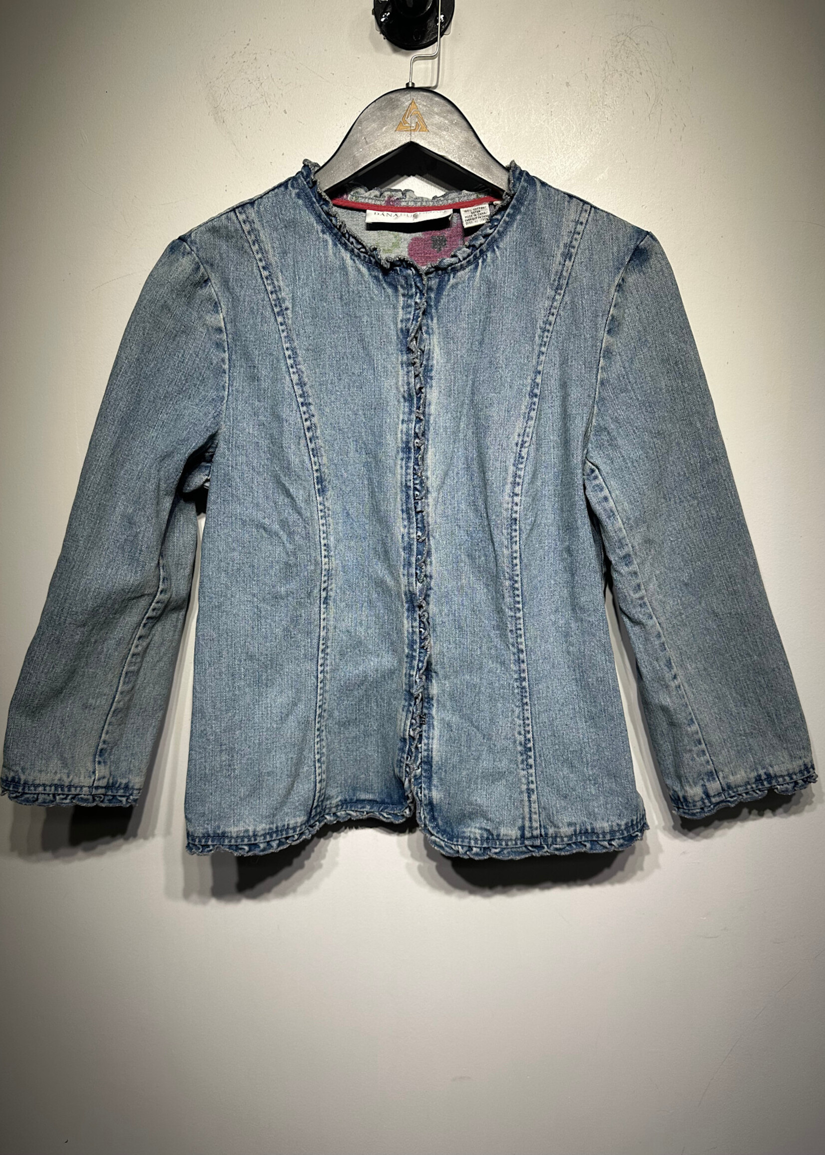Dana Buchman Fringe Denim Blazer Fem M