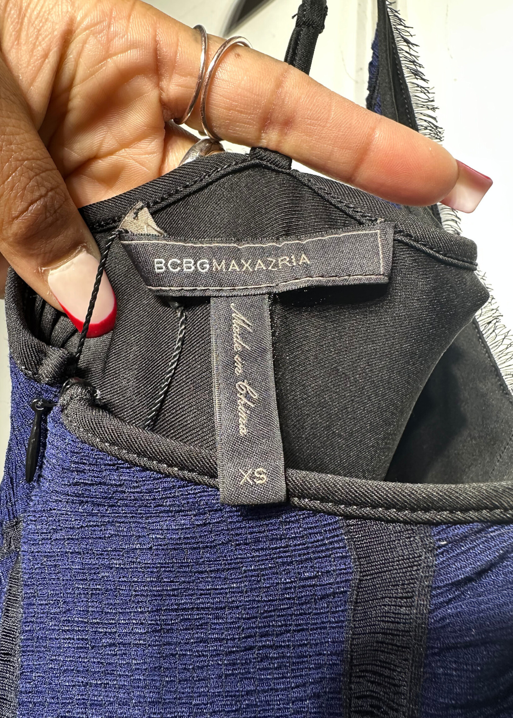 BCBG Black Blue Fringe Dress XS