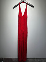 Black Tie Red Sequin Silk Halter Dress 6/S