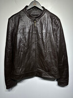 Vintage No Label Brown Leather Button Coat Fem L