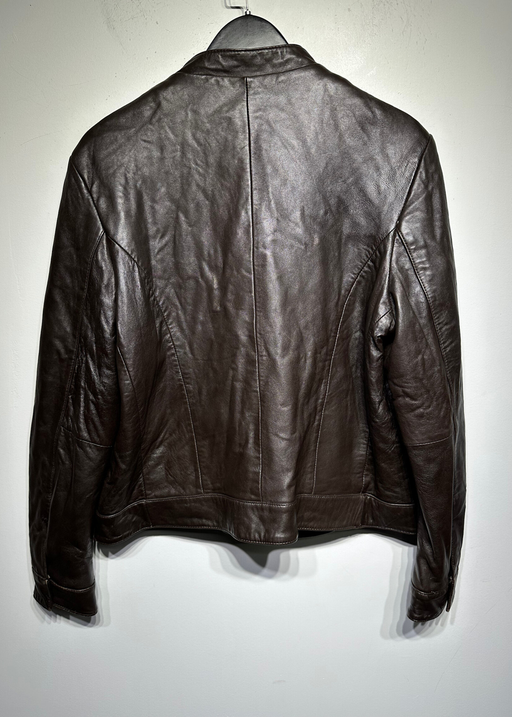 Vintage No Label Brown Leather Button Coat Fem L