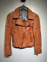 Giorgio Orange Leather Biker Jacket Fem S